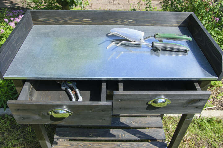 dobar Pflanztisch mit 2 Schubladen, schwarz